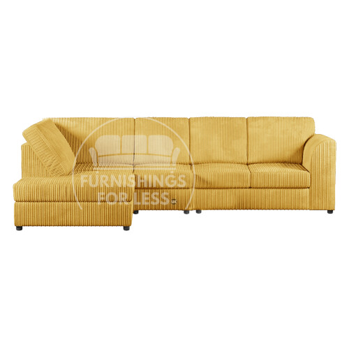 (Mustard, 5 Seater Left Hand Facing) Luxor Fullback Cord Corner Sofa Range