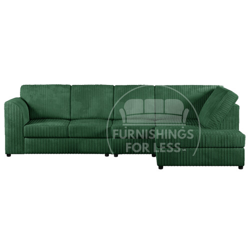 (Green, 5 Seater Right Hand Facing) Luxor Fullback Cord Corner Sofa Range