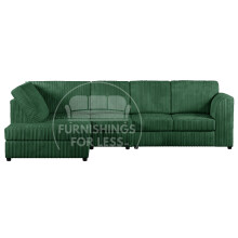 (Green, 5 Seater Left Hand Facing) Luxor Fullback Cord Corner Sofa Range