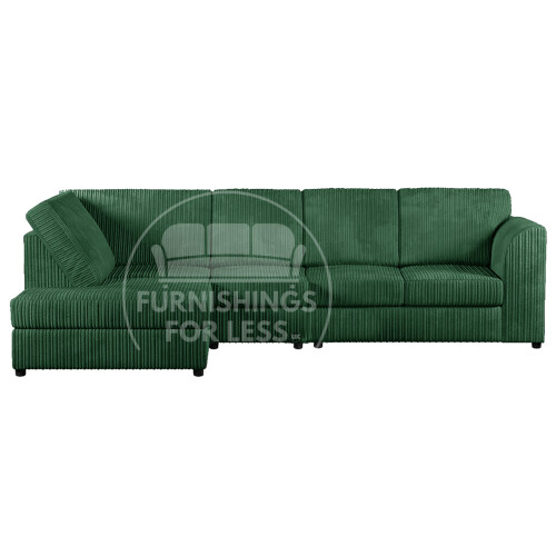 (Green, 5 Seater Left Hand Facing) Luxor Fullback Cord Corner Sofa Range