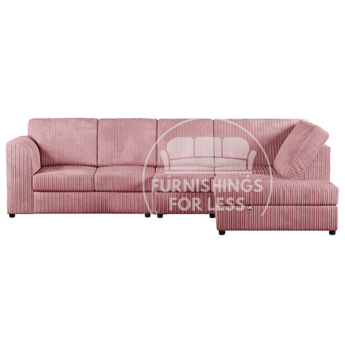 (Pink, 5 Seater Right Hand Facing) Luxor Fullback Cord Corner Sofa Range