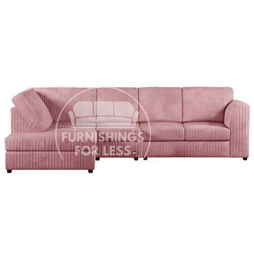 (Pink, 5 Seater Left Hand Facing) Luxor Fullback Cord Corner Sofa Range