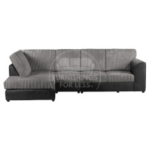 (Black & Grey, 5 Seater Left Hand Facing) Luxor Fullback Cord Corner Sofa Range