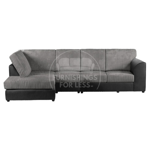(Black & Grey, 5 Seater Left Hand Facing) Luxor Fullback Cord Corner Sofa Range