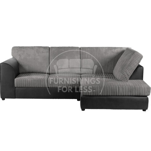 (Black & Grey, 4 Seater Right Hand Facing) Luxor Fullback Cord Corner Sofa Range
