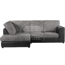 (Black & Grey, 4 Seater Left Hand Facing) Luxor Fullback Cord Corner Sofa Range