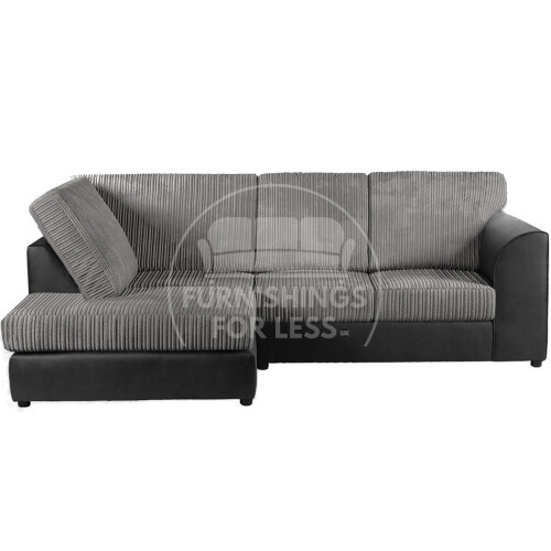 (Black & Grey, 4 Seater Left Hand Facing) Luxor Fullback Cord Corner Sofa Range