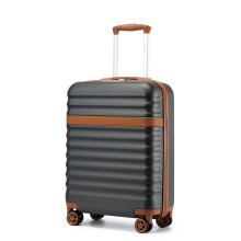 (Grey Brown, 20 inch) Expandable Hard Shell Suitcase With Tsa Lock 20/24/28 Inch