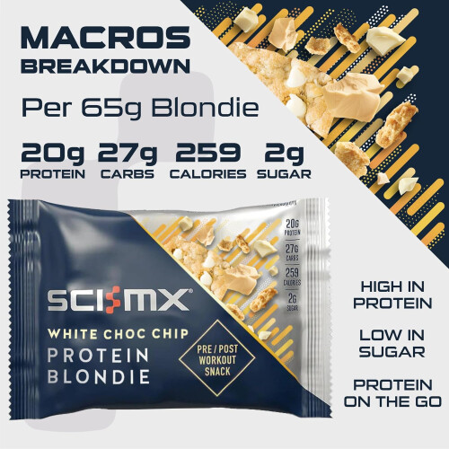SCI-MX High Protein White Choc Chip Blondie 12 Pack Box 1