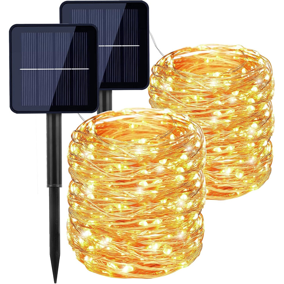 Solar String Lights Outdoor, [2 Pack] 22M 200 Led Solar String Lights, 8 Modes Christmas Tree String Lights