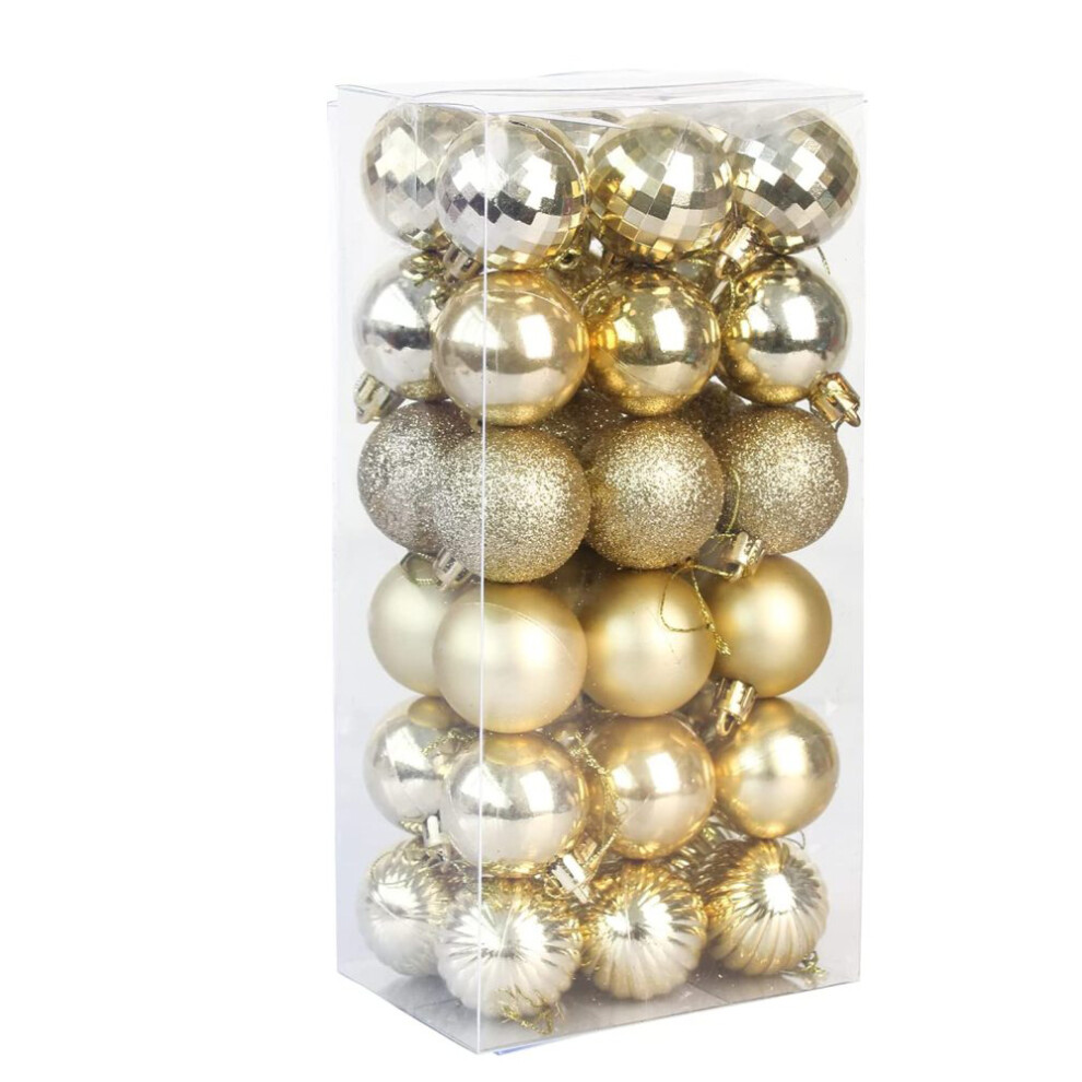 Shatterproof Christmas Baubles, Baubles (Pack Of 36) (4Cm) - Gold