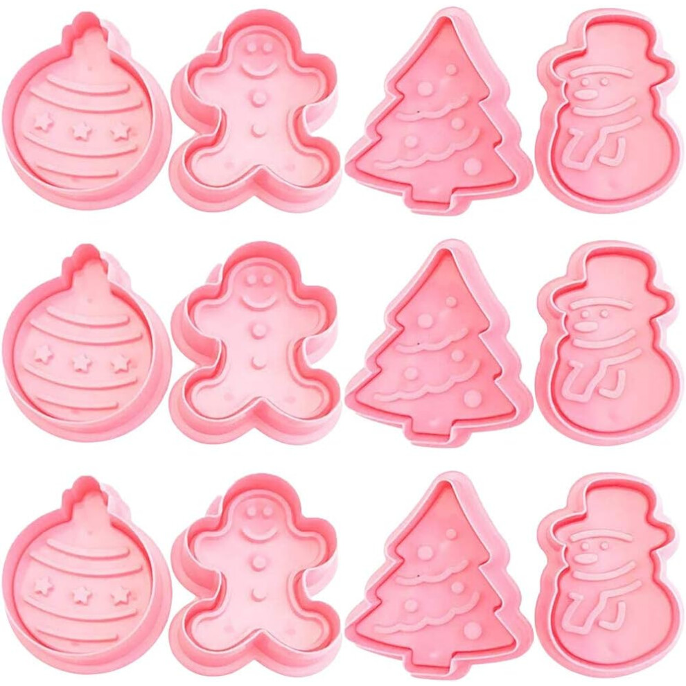 12PCS Cookie Shape Christmas Cookie Cutter Set Kids Cookie Shape Cookie Cutter Set with Ejector Interesting Decorations