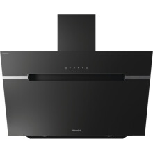 Hotpoint PHVS91FLTDPK 90cm Angled Chimney Cooker Hood in Black with DropProtect Nano-Coating, LED Lighting, 57dBA, A+ Energy