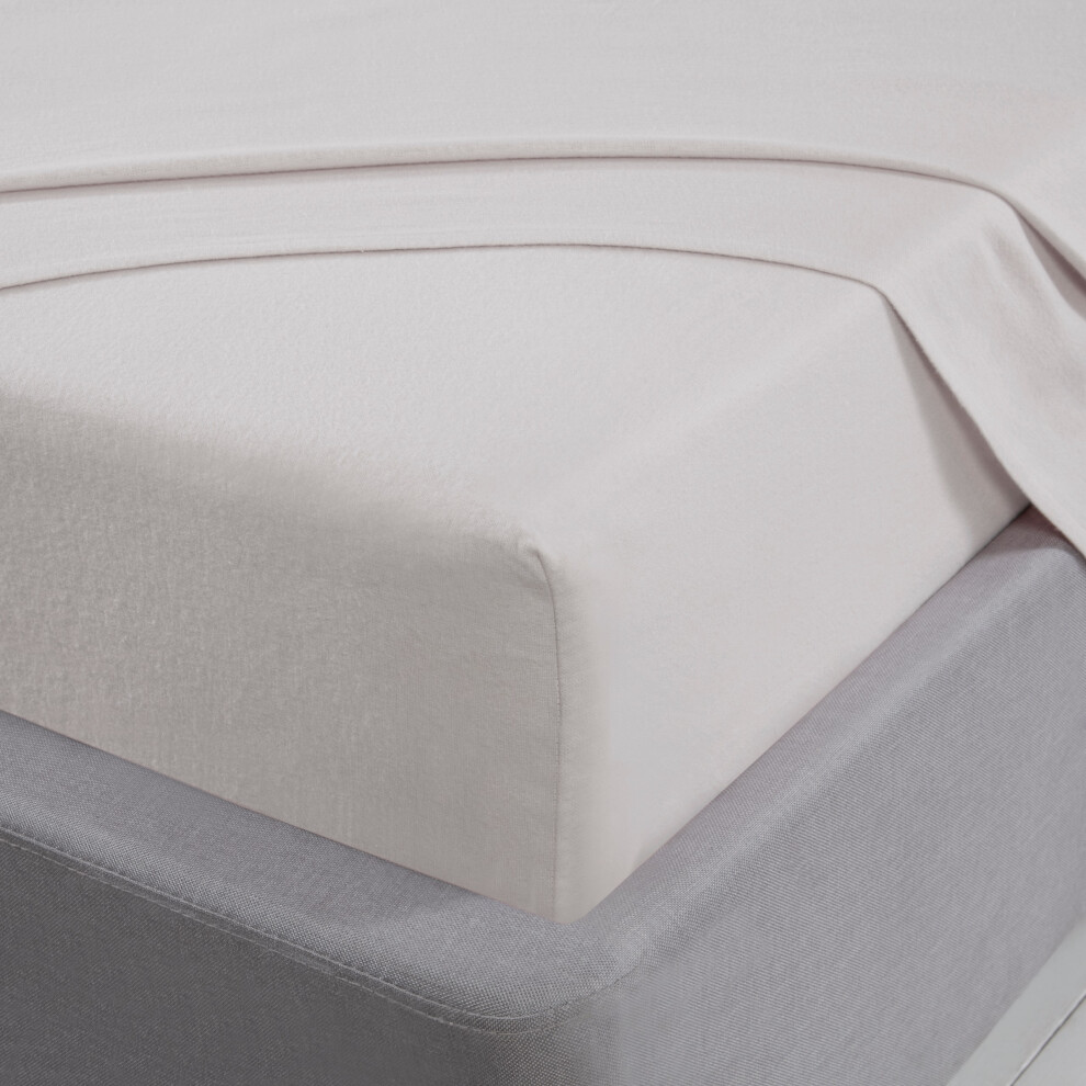 (Single) Brushed Cotton 32cm Deep Fitted Bedsheet - WHITE