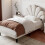 (Beige) Single Velvet Bed Frame with Solid Wood Slat 9
