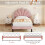 (Pink) Single Velvet Bed Frame with Solid Wood Slat 6