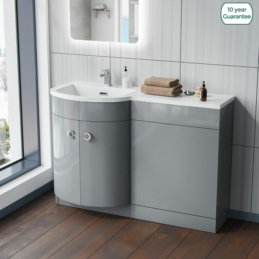 Dene Bathroom Basin Sink Vanity Grey Unit Furniture Cabinet LH 1100mm