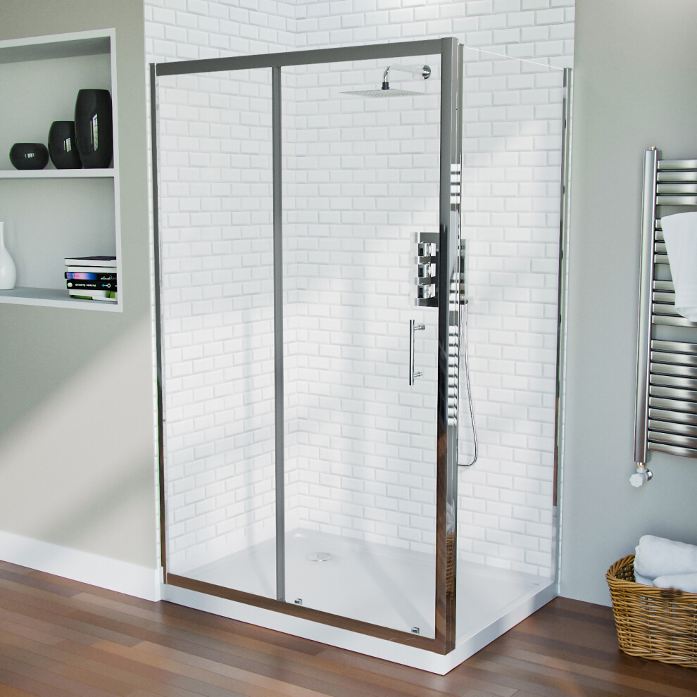 Shower 1200mm Sliding Door with 760 mm Frameless Glass Side Panel Screen