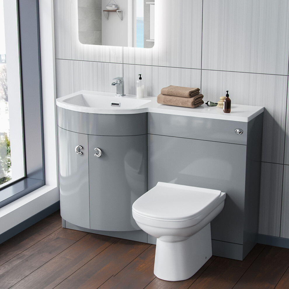 Debra Grey 1100 mm Pshape Vanity Unit Left Hand Sink and Toilet Bathroom