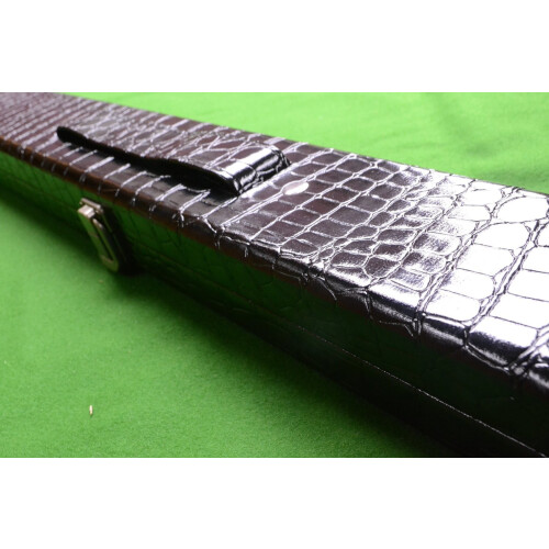 Quality Hand Crafted 3/4 Leather Hard Snooker Cue Case in Black 1