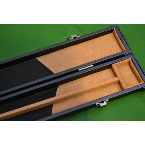 Quality Hand Crafted 3/4 Leather Hard Snooker Cue Case in Black 2