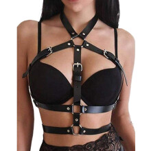 (tops?BH1005)) Nightclub glamour queen, fashionable and versatile, leather bondage suit, face mask, belt, waist closure, handcuff set