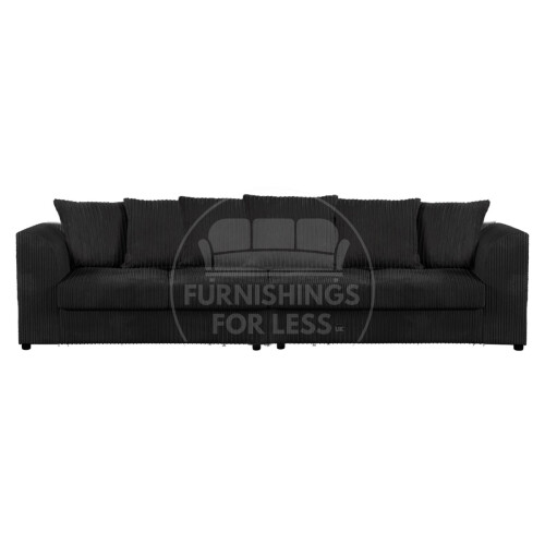 (Black) Luxor Scatter Back Cord 4 Seater Straight Sofa