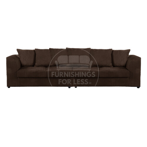 (Chocolate) Luxor Scatter Back Cord 4 Seater Straight Sofa