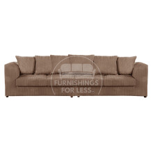 (Coffee) Luxor Scatter Back Cord 4 Seater Straight Sofa