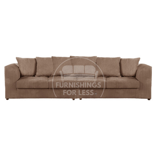 (Coffee) Luxor Scatter Back Cord 4 Seater Straight Sofa