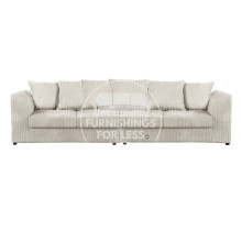 (Cream) Luxor Scatter Back Cord 4 Seater Straight Sofa
