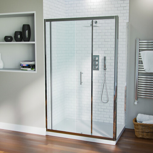NES Home Shower 1000mm Sliding Door with 760 mm Frameless Glass Side Panel Screen 1