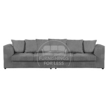 (Grey) Luxor Scatter Back Cord 4 Seater Straight Sofa