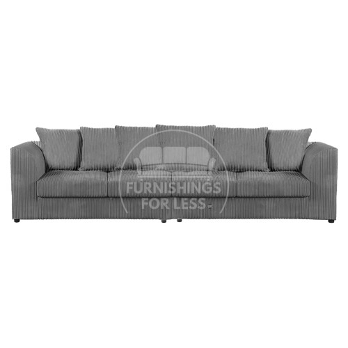 (Grey) Luxor Scatter Back Cord 4 Seater Straight Sofa