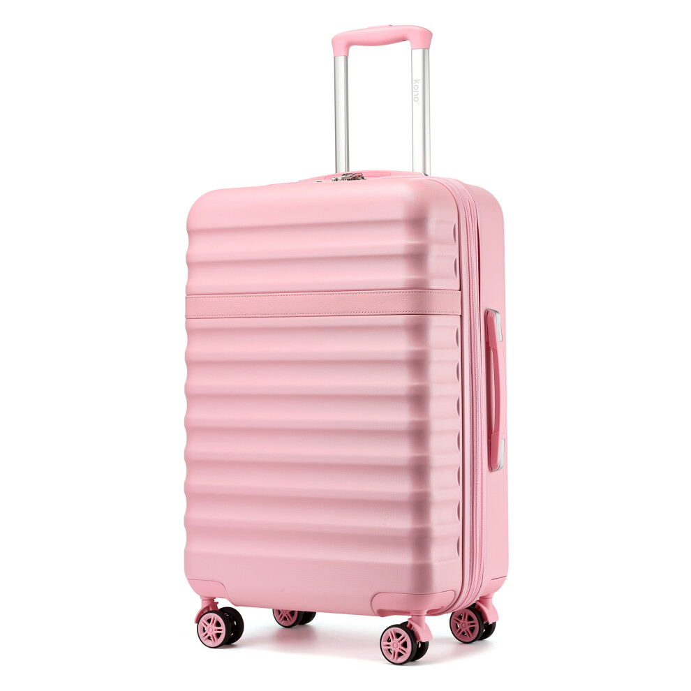Kono (Pink, 24 Inch) Expandable Hard Shell Suitcase With Tsa Lock 20/24/28 Inch