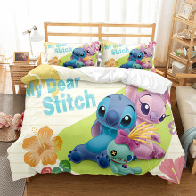 (Sti 01, King 240*220cm) Cartoon Bedding Duvet Cover Set For Stitch Fans