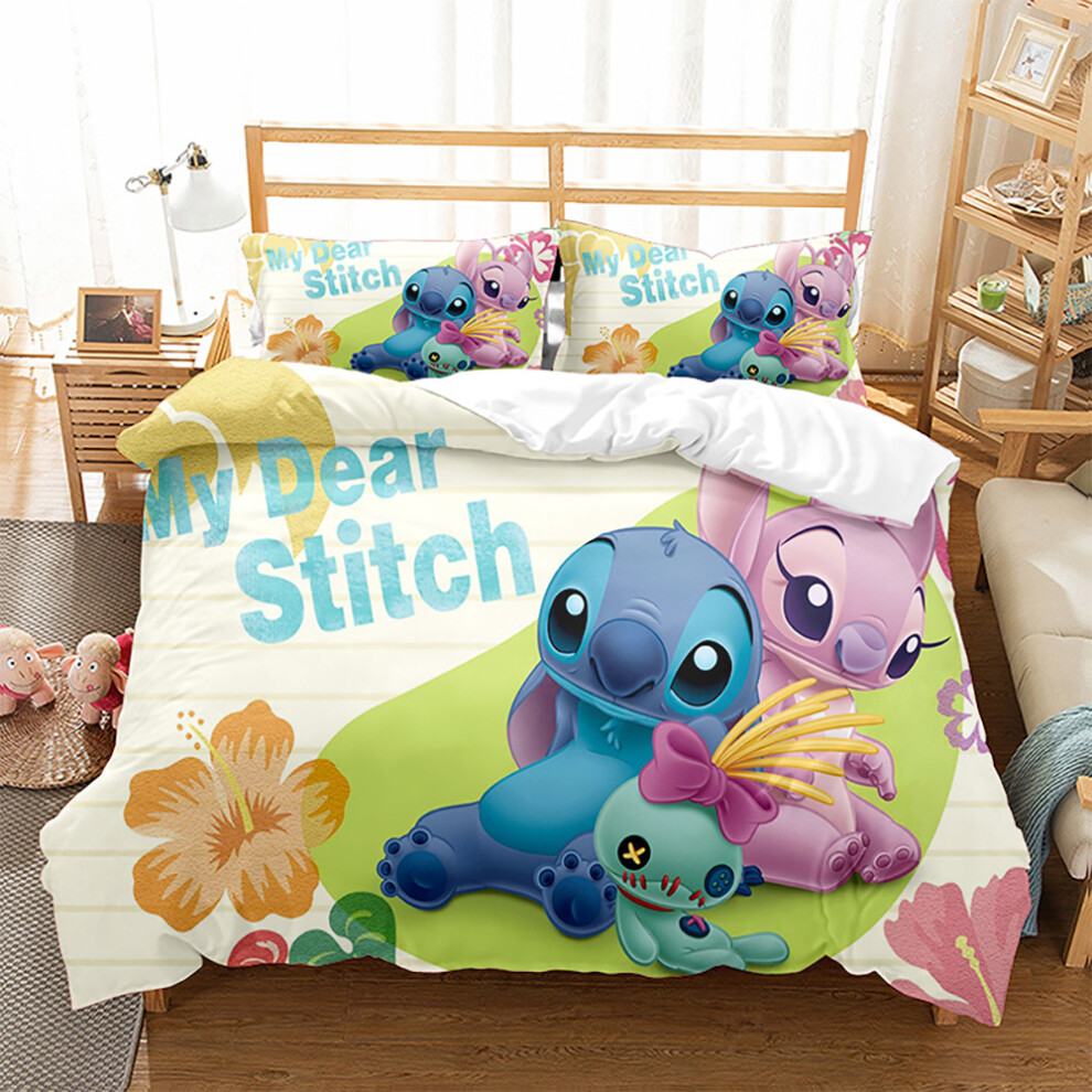 Stbnvf (Sti 01, King 240*220Cm) Cartoon Bedding Duvet Cover Set For Stitch Fans