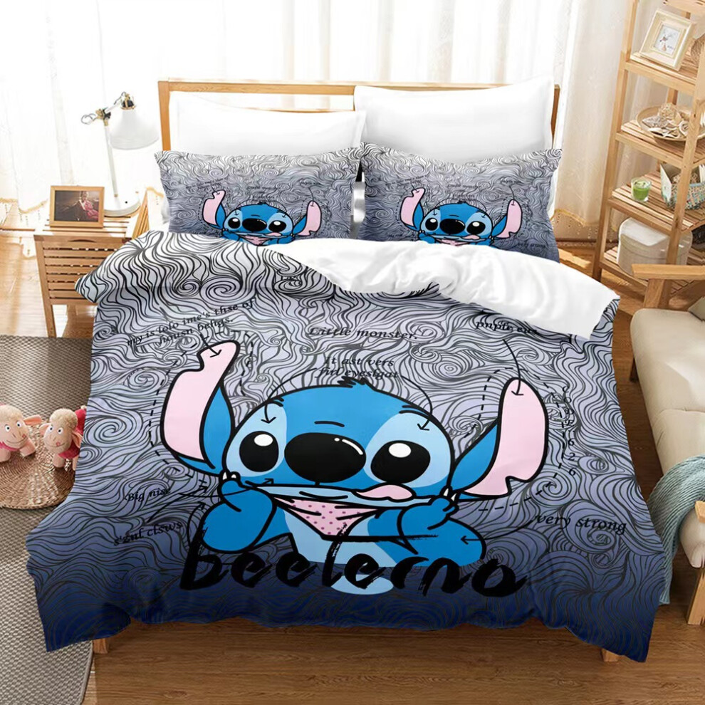 (Sti 04, Single 135*200cm) Cartoon Bedding Duvet Cover Set For Stitch Fans