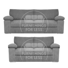 (Grey) Delta Fullback Cord 3 + 2 Sofa Suite Set