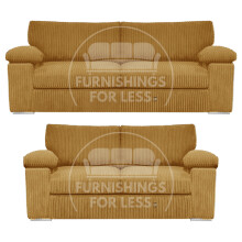 (Mustard) Delta Fullback Cord 3 + 2 Sofa Suite Set
