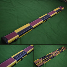 Leather 3/4 Retro Style Snooker Cue Case in Purple / Black / Yellow