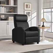 Black PU Leather Recliner Armchair with Adjustable Leg Rest & Recline