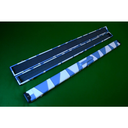 Handmade 3/4 Deluxe Patchwork Style Snooker Cue Case - White/Blue