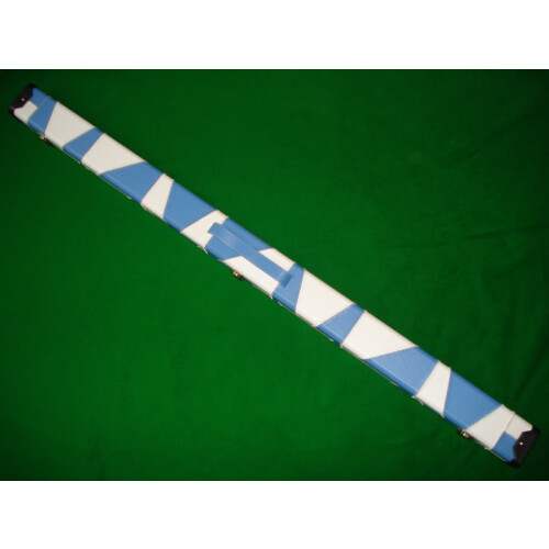 Handmade 3/4 Deluxe Patchwork Style Snooker Cue Case - White/Blue 1