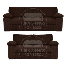 (Chocolate) Delta Fullback Cord 3 + 2 Sofa Suite Set