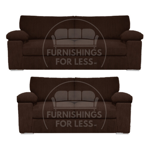 (Chocolate) Delta Fullback Cord 3 + 2 Sofa Suite Set
