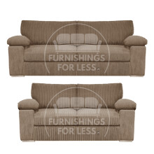 (Coffee) Delta Fullback Cord 3 + 2 Sofa Suite Set