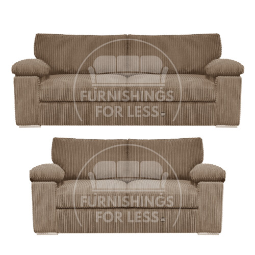 (Coffee) Delta Fullback Cord 3 + 2 Sofa Suite Set