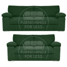 (Green) Delta Fullback Cord 3 + 2 Sofa Suite Set