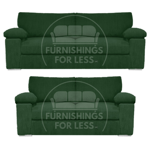 (Green) Delta Fullback Cord 3 + 2 Sofa Suite Set